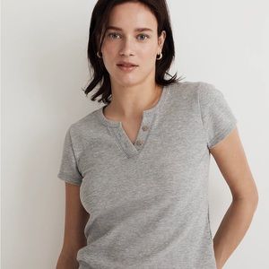 Madewell Split-Neck Henley Tee Gray XS NL397